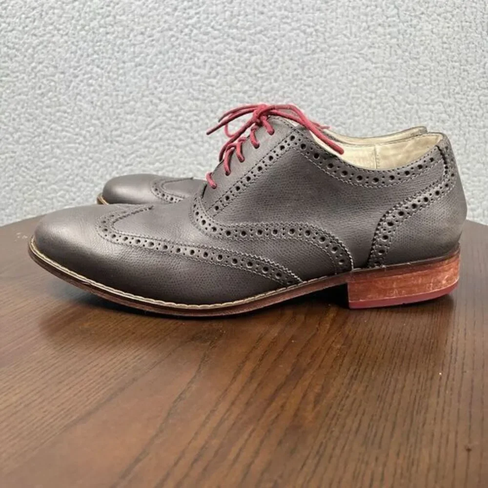 Cole Haan Shoes Mens Size 9 W Gray Leather Wingtip Brogue Made Air Collab C10557